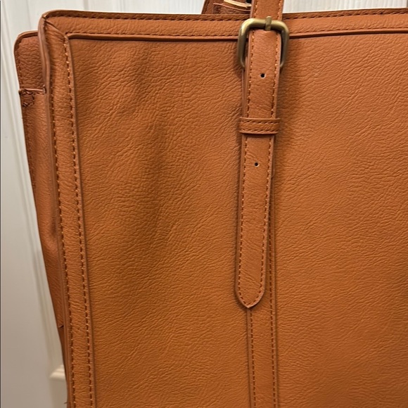 Ecosusi Sophisticated Tan Vegan Laptop Tote/3 Layer Computer Bag - Picture 12 of 16